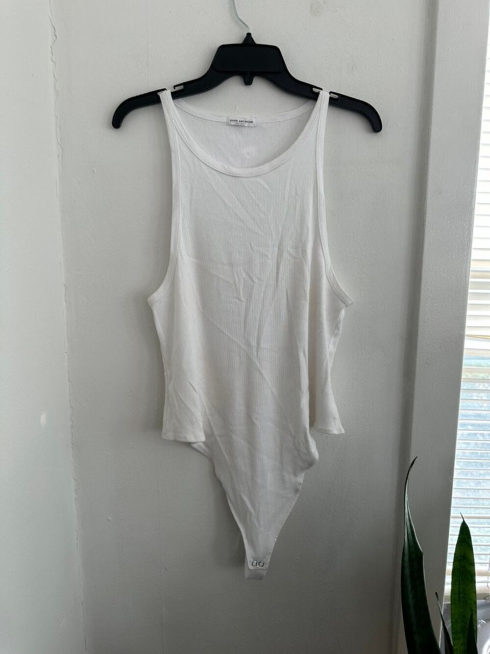 GOOD AMERICAN Women's White Plus Ribbed Bodysuit | Size 6 3XL